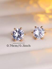 1对女士耳环，百搭简约合成立方氧化锆耳环，奢华优雅耳夹，适合日常佩戴 - 耳環 - 查看 4