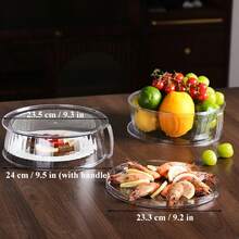 1pc Multifunctional Microwave Splash Guard With Matching Tray - Heat Resistant Up To 200°C, Reusable, For Covering Vegetables, Fruits And Dishware - Stackable Plastic Cover, Suitable For Camping, Outdoor And Home Use. Can Also Be Used As Food Container. Dishwasher . - 1pc - View 2