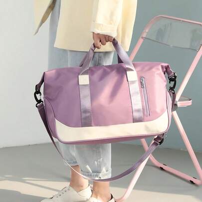 女士尼龙旅行手提包，带鞋仓，防水周末旅行包，配有可调节肩带，适合健身和过夜旅行