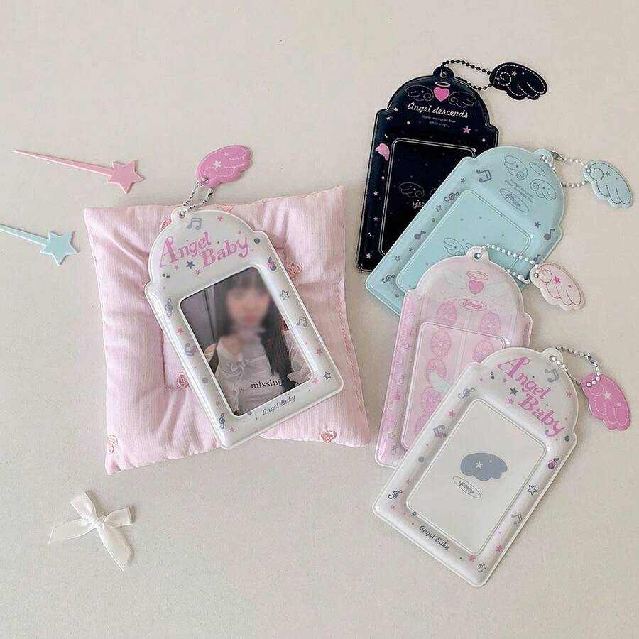 1pc Student 3-Inch Idol Hanging Accessory, Cute Little Wings Card Holder, Student Bus Card Case - Card Sleeve - View 1