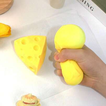 Brand New Cute Cheese Squeezing Toy, Novel Cheese Stress Relief Ball, Squishy Realistic Food Toy, Soft Rubber Cheese Stress Relief Toy, Slow Rebound Stress Relief Toy, Suitable For Christmas, Carnival Party Decor And Small Gifts