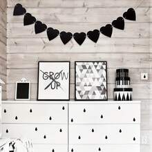 10/20个黑色毛毡心形花环，哥特式婚礼装饰，婚礼横幅，适用于哥特式装饰、告别会、结婚纪念日、派对装饰、生日派对、聚会、房间装饰、家居装饰、墙面装饰、教室装饰、庭院花园装饰 - A - 查看 4