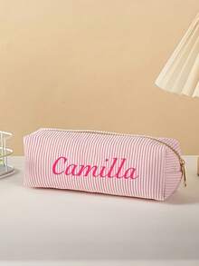 Custom Zipper Pencil Case, Personalized Name Letter, Double Layer Storage Bag, Student Teacher Birthday Gift, Large Capacity Stationery Organizer - Multicolor - View 4