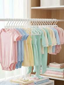 10pcs Baby Clothes Storage Plastic Hangers, Non-Slip Children's Clothes Drying Rack, Durable Garment Hangers, Home Storage Organization, Toddler And Kids Clothes Hangers - Daily Standard Use - Fit For Boys And Girls Wardrobe, Clothing, Pants, Jackets Etc. - Multicolor - View 5