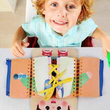 Bảng hoạt động nhiều tầng bằng gỗ cho trẻ em, đồ chơi xếp hình Montessori giáo dục sớm, dụng cụ luyện tập mặc quần áo và phát triển kỹ năng thực hành cho trẻ mẫu giáo, đồ chơi kéo nút, đồ chơi rèn luyện kỹ năng sống, đồ chơi xếp hình giáo dục sớm, quà tặng cài nút, sách hoạt động yên tĩnh cho trẻ em. - Nhiều màu - Xem 3