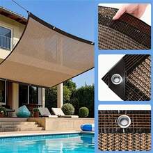 Black Shade Cloth Heavy Duty Encrypted Edge With Grommets Easy To Install Sunblock UV Protection Heat Insulation For Patio Deck Balcony RV - Multicolor - View 6