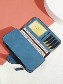 复古哑光皮革女士长款钱包，三折多卡位手拿包，拉链和按扣闭合手机钱包，女士钱包，可爱钱包，旅行必备夏季红色钱包，零钱包，节日毕业教师节礼物，生日礼物，母亲节礼物 - 彩色 - 查看 12