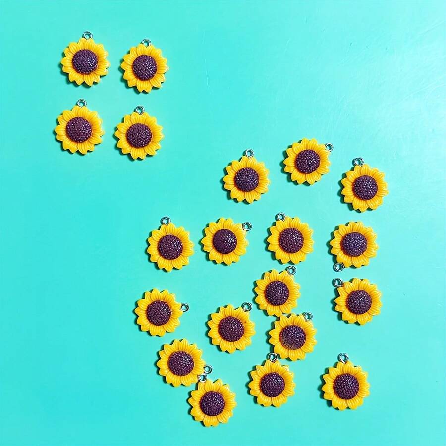 5/10/20pcs Exquisite Sunflower Flower Suitable For Handmade Jewelry Pendant, Earrings, Necklace, Bracelet, Bag Charm, Resin Craft Accessories - Sunflower - View 1