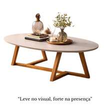Mesa de Centro Oval Classic Sala Moderna Pés de Madeira Maciça - Nature - Visão 5