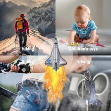 Space Shuttle Astronaut Keychain Set Cute Backpack Charms Colorful Pvc Key Ring - Light Gray - 查看 7