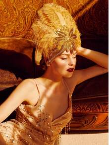 1pc Carnival Feather Headpiece Showgirl Headband Women's Feather Pageant Headband 1920s Flapper Headband - A - View 4