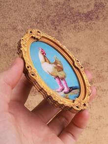 1pc Pink Chicken Pattern Wooden Refrigerator Magnet, Craft Gift Suitable For Home Fridge And Mailbox Decoration! - one-size - View 4