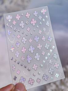 1pc 5D Nail Art Sticker, Fashionable Minimalist Style Nail Decals, High-End Hot Stamping Clover Self-Adhesive Nail Sticker, DIY Nail Design - Multicolor - View 7