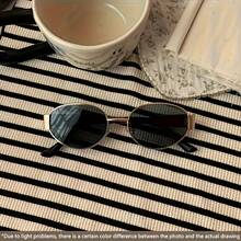 1 Piece Of Metal Frame And Hinge Glasses, Oval Frame Glasses, Women's Fashion Decorative Glasses - 金色 - 查看 5