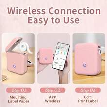 1台便携式标签打印机，贴纸打印机，无线标签打印机，附赠1卷纸，兼容安卓/iOS系统，1200mAh大容量电池，USB充电，操作简便，适用于家庭、办公室、学校，是生日和节假日送给家人和朋友的完美礼物。 - 彩色 - 查看 5
