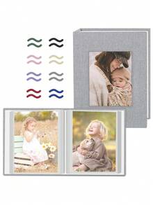 Popotop 1 Pack Photo Album 4x6 Pictures, Small Linen Slip-In Photo Birthday Gifts For Women Mom Family - Multicolor - View 1