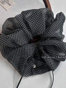 1pc Soft Chiffon Polka Dot Bow Hair Scrunchie (Suitable For All Seasons, Casual, School, Daily Wear) - Multicolor - View 7