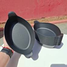 Kit com 05 Travessas Canoa Petisqueiras em Plástico Preto Resistente 24cm - Servir comidas, churrasco, petiscos - Visão 7