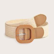 2 chiếc thắt lưng nữ kiểu Bohemian bằng rơm PP với khóa tròn - Nhiều màu - Xem 3
