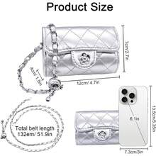 Mini PU Leather Chain Belt Bag For Women Quilted Waist Purse Crossbody Fanny Pack Detachable Belt Chain - Silver - View 6