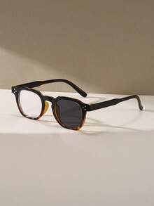 男女通用电脑/游戏/电视/手机眼镜，方形塑料镜框，轻便眼镜，时尚光学眼镜，透明镜片变浅灰色，光致变色眼镜 - 彩色 - 查看 4