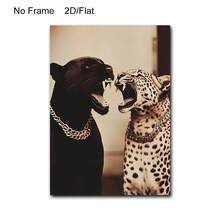 1幅豹纹墙面艺术画，别致金色动物艺术品，极致猎豹海报，复古豹纹奢华装饰画，无框 - 動物 - 查看 8