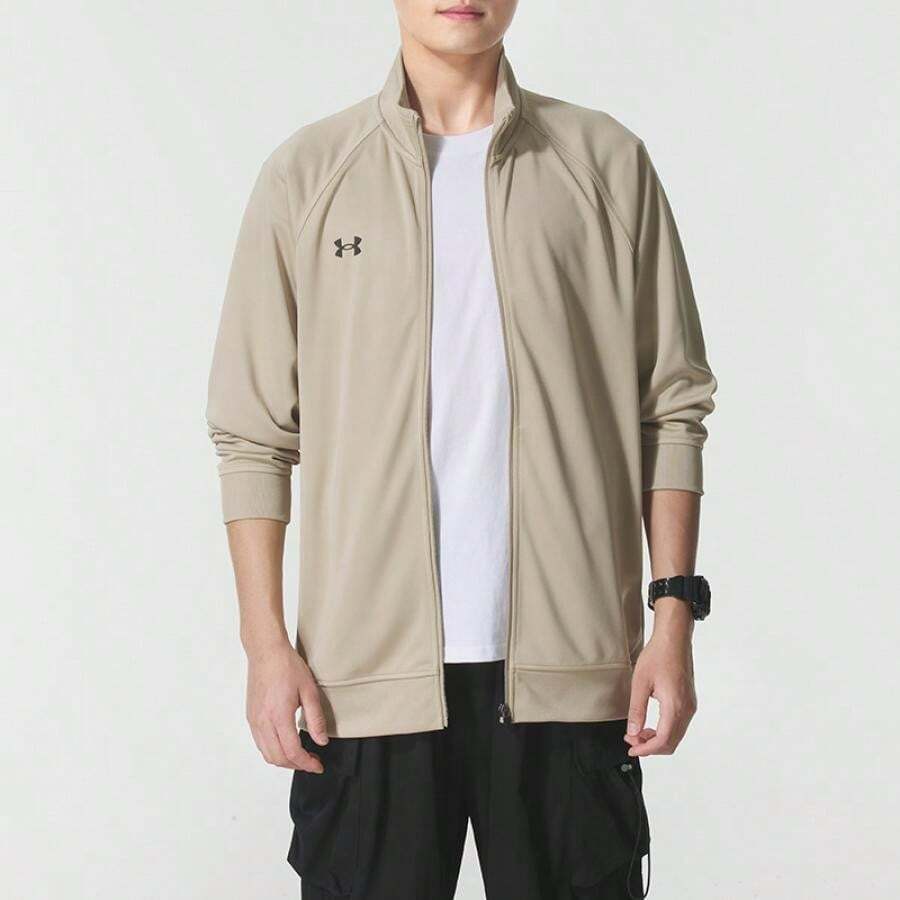 Under Armour Men's Casual Sports Knit Stand Collar Jacket/Outerwear 25600404-299 - Light Brown - View 1