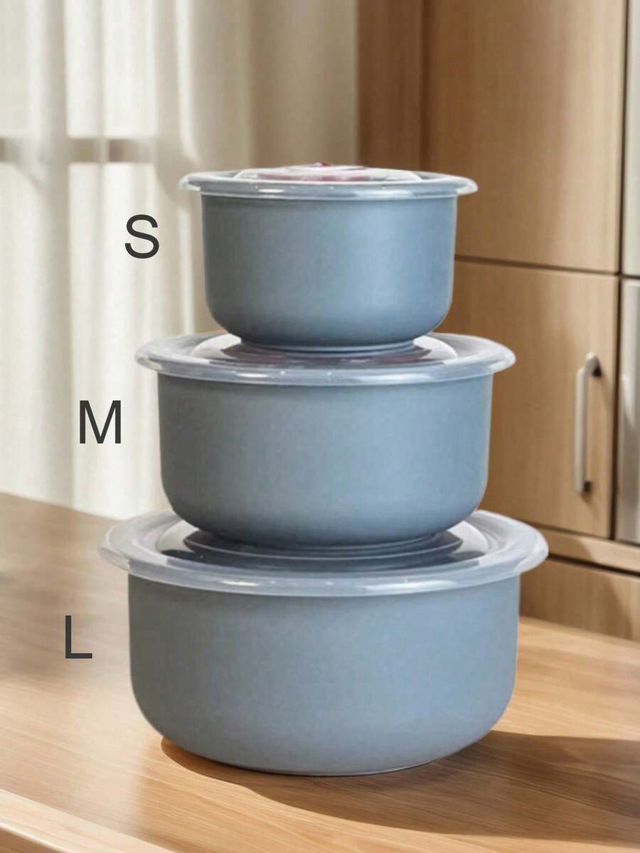 Juego de 3 piezas de organizador de almacenamiento de alimentos para refrigerador, contenedores gruesos en tamaños S/M/L - Gris - Ver 1