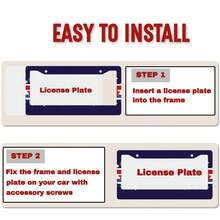 1 Metal License Plate Frame |   Red And White Striped Star Pattern, Suitable For North American And Most International Vehicles, Includes Mounting Screws, Car Decoration Accessories, Ideal For Independence Day Celebrations - 12x6inch - Style 1 - View 8