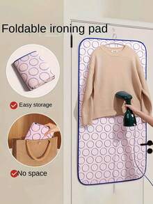 1pc Foldable Heat Resistant Ironing Pad, Waterproof For Travel And Home Use - Pink Circle - View 4