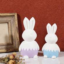 碎蛋壳兔子蜡烛模具，硅胶模具，用于DIY复活节兔子香薰蜡烛 - 白色 - 查看 2