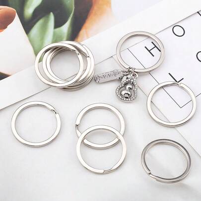 20pcs Metal Flat Key Rings, Split Ring Key Chains, Flat Key Fobs Suitable For DIY Car Key Accessories