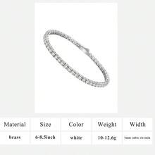 MDFUN 18K White Gold Plated Women's Tennis Bracelet, 3mm Round Ice-Cut Cubic Zirconia Chain Bracelet, Spring Clasp Design - White - Spring Type - View 14