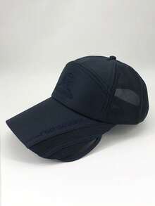 1pc Summer Retractable Brim Baseball Cap, Sun Protection, Unisex Korean Style Wide Brim Sun Hat - A - View 12