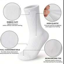 5 Pairs Men's Sports Socks, White Hiking & Running Socks - White - View 3