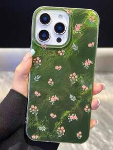 1个绿色小碎花冰川纹理女孩手机壳，兼容苹果 17、17 Pro Max、16 Pro Max、16 Pro、16、15 Pro Max、15 Pro、14、13、12、11手机壳 - 綠色 - 查看 4