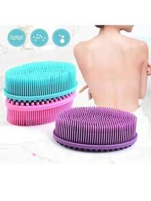 硅胶婴儿沐浴海绵，干式按摩浴巾，身体磨砂膏，硅胶身体磨砂刷，背部磨砂膏 - 彩色 - 查看 8