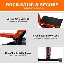 1200 LBS Hydraulic Dirt Bike Lift Stand, Heavy-Duty Motorcycle Jack With 17.5" Max Height, Secure-Grip Platform, Mechanical Safety Lock, Ultra-Stable Wide Base, Ideal For Tire Changes, Chain Maintenance & Wheel Service, Fits Dirt Bikes, Dual Sport & Motocross, 95% Pre-Assembled For Easy Use - Orange - View 4