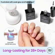 Beetles Gel Nail Glue, 9 In 1 UV Nail Glue For Acrylic Nail Tips, Super Strong Brush On Formula, Base Coat Gel, Ideal Gift For Women, UV LED Light Required - 2 lọ keo dán móng tay dạng gel 10ml - Xem 3