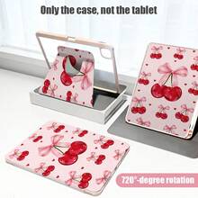 1pc PU Leather Case With Stand, Pen Slot, Pink Cherry Pattern, 720 Degree Rotating Stand, Auto Sleep/Wake Function, Compatible With Honor, Matepad, , , , Apple, And Other Models - Multicolor - View 7