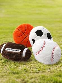 1个足球/篮球/棒球毛绒抱枕，柔软装饰枕，适合卧室装饰，2026年世界杯，篮球主题房间装饰，柔软运动主题卧室床上用品，礼物，家居装饰，婚礼，复活节 - 白色 - 查看 2