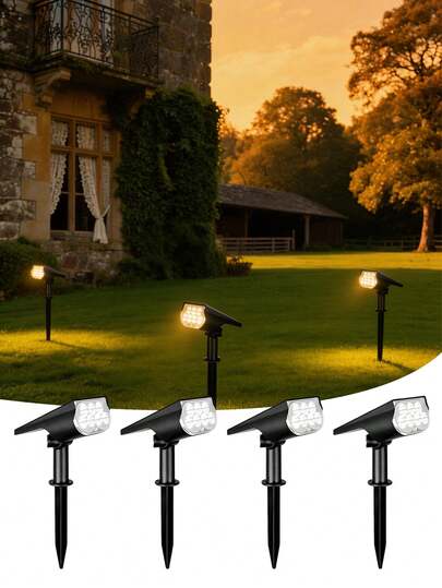 1pc/3pcs/5pcs IP65 Waterproof Solar 7LED Floodlight/Spotlight, Suitable For Outdoor Landscape Lighting, Garden, Yard, Statue, Fountain Decor