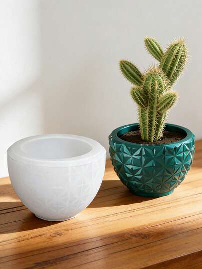 3D Crystal Resin Mold, Round Faceted Jewelry Box Silicone Mold, Candle Holder Mold, Craft Decor Mold, Succulent Planter Mold, Cement Mold