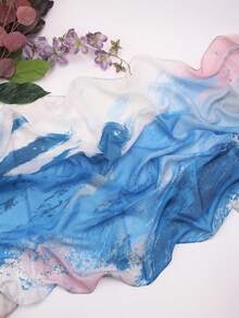 Luxury Digital Print Hijab - Abstract Contrast Artistic Scarf & Beach Sarong, Silky Large Shawl & Versatile Summer Wrap For Women, 180x70cm - Multicolor - View 18