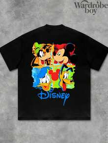 Disney Printed T-Shirt,Men's Vintage Disney Mickey And Friends Donald Duck, Goofy, Pluto Comfortable Color T-Shirt, Mickey Mouse T-Shirt, Disneyland Magical Kingdom Family Trip T-Shirt, Unisex,High-Quality Pure Cotton T-Shirt,Suitable For All Seasons, Comfortable And Breathable| Exquisite Design | The Best Choice For Giving Gifts - Black - View 3