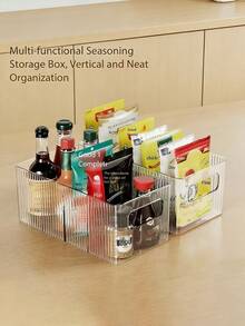 Multifunctional Spice Divider Box | Thickened PP Kitchen Cabinet Storage Rack With Upright Transparent Double-Ear Handle Storage Box Suitable For Refrigerator And Tabletop - Multicolor - View 3