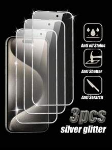Comfort Fit Tempered Glass Screen Protector 3pcs Silver Shiny Frame High-Definition Made Of High-Clarity Transparent Material Natural And Soft Light Transmission No Change To Original Screen Display Effect Clear And Comfortable Viewing Good Scratch Resistance For Daily Use Smooth Edges Won't Hurt Hands Suitable For Daily Video Watching Spring Gift - Clear - View 37