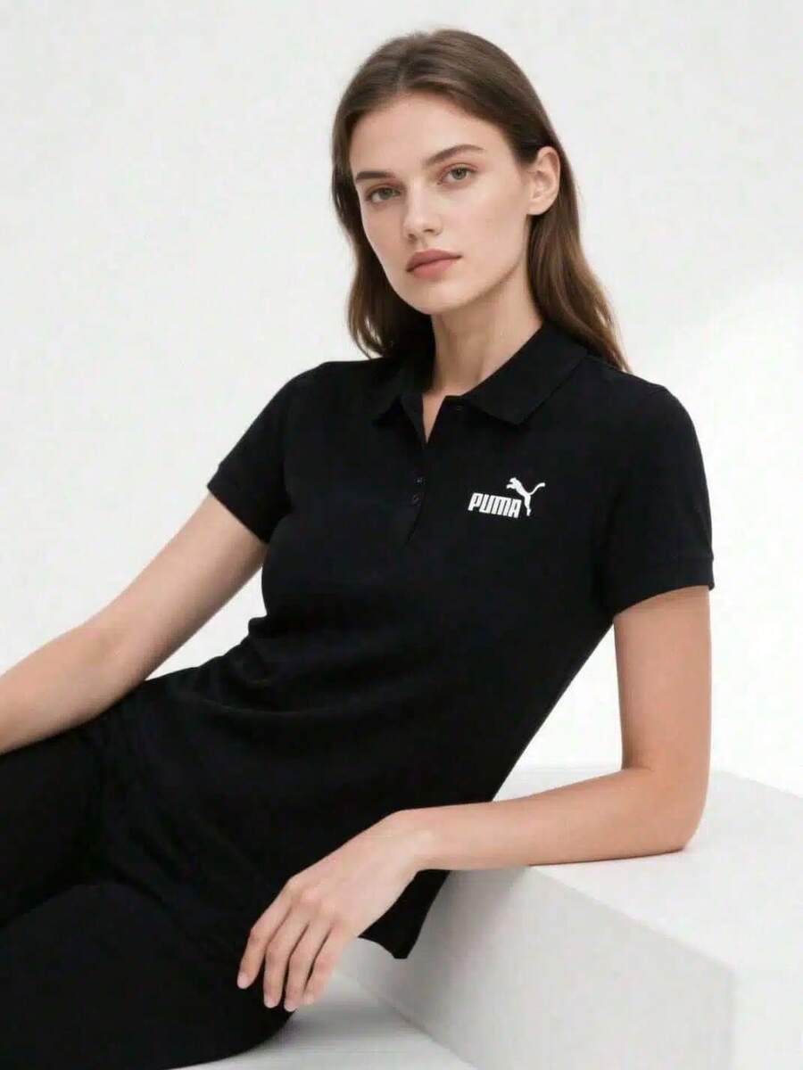 Áo thun thể thao tay ngắn cổ polo nữ PUMA, kiểu dáng thoải mái, dáng regular. - màu đen - Xem 1