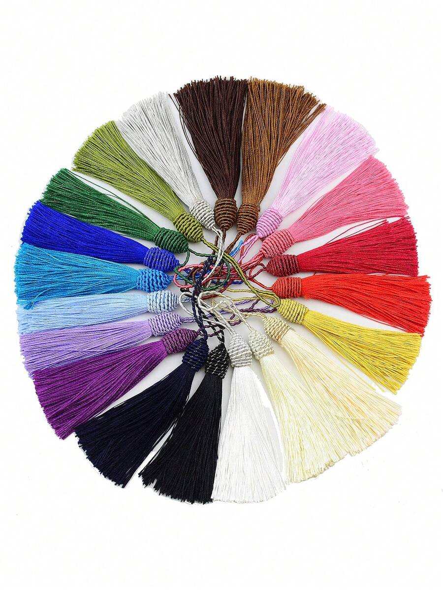 10 chiếc/gói, tua rua bằng lụa polyester dài 14cm, tua rua nhiều màu dùng làm bookmark, phụ kiện trang trí may rèm cửa DIY.