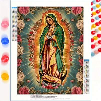 1pc [30*40cm/11.8*15.7in]5D Acrylic Diamond Painting Kit, Virgin Mary Pattern, Suitable For Adult Beginners DIY Mosaic Diamond Art, Full Drill Handmade DIY Diamond Painting, Suitable For Living Room, Bedroom, Office Wall Decor, Surprise Art Home Decor Gift For Family And Friends, Frameless